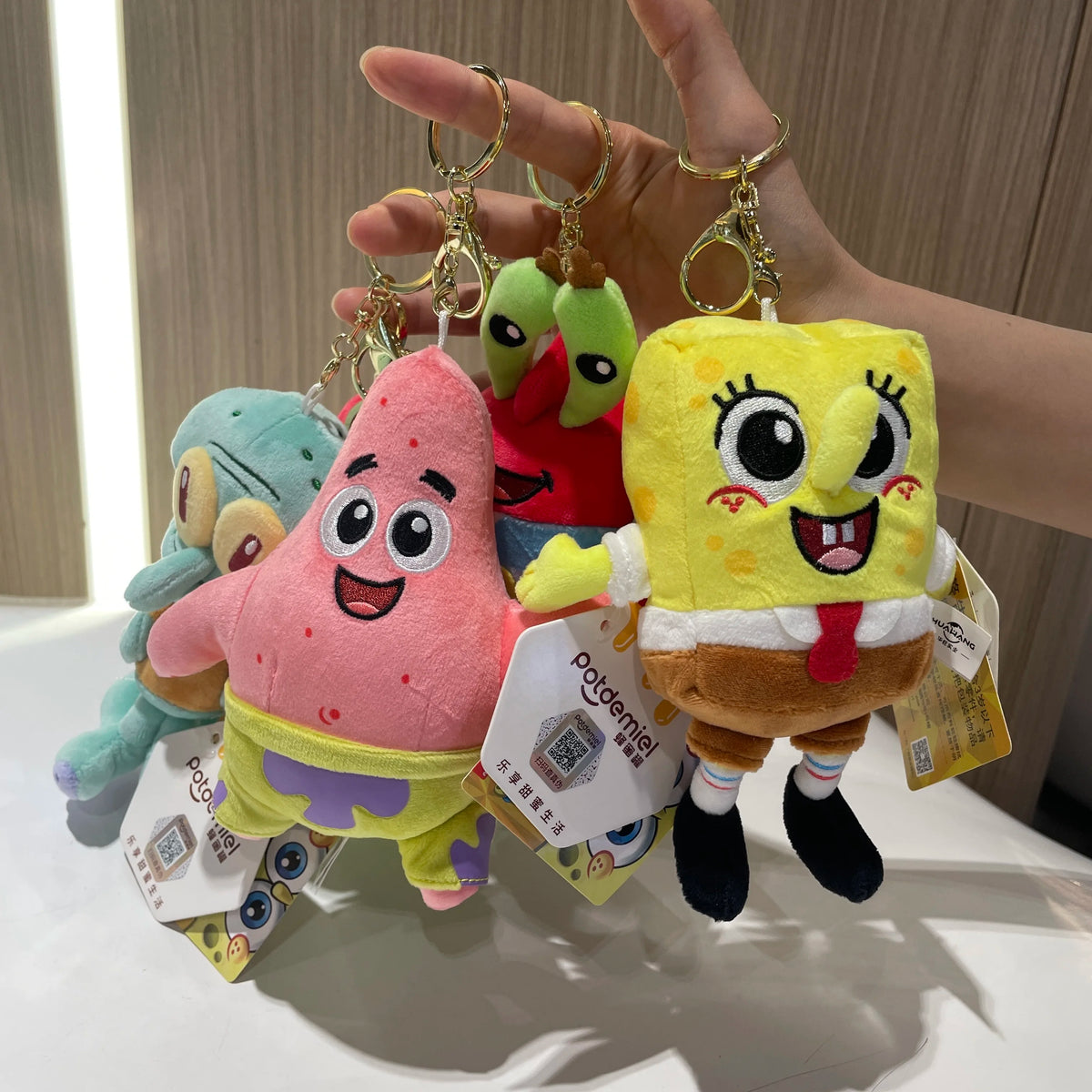 Genuine Spongebob Squarepants Patrick Star Squidward Eugene H. Krabs Gary Stuffed Plush Toy Pendant Keychain Kids Birthday Gift