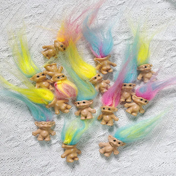 10/20PCS Mini Long Hair Vintage Troll Dolls, Lucky Cute Colorful Ornaments, Christmas Halloween Party Decorations