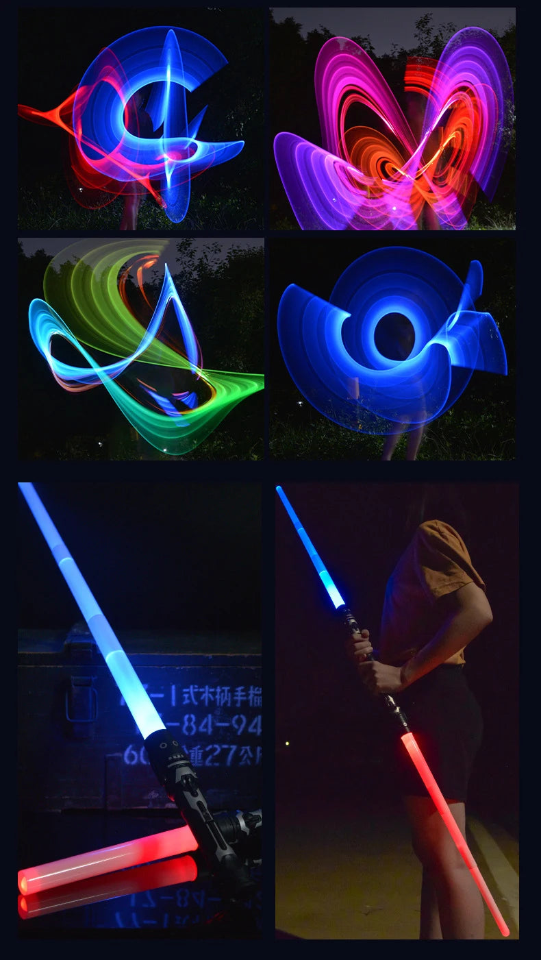 Children Colorful Glowing Sword Toys Laser Sword Lightsaber Red and Blue Double Saber Telescopic Music Cosplay Cool Flashing Toy