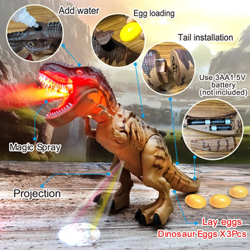Electric Toy Large Size Walking Spray Lay Eggs Dinosaur Robot  for Kids With Light Sound Mechanical Dinosaurs Model Toys