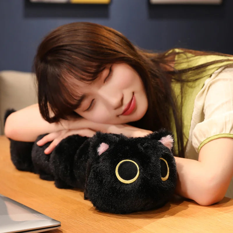 Giant Cute Soft Cat Plush Sleep Long Pillow Cushion Kawaii Black Cat Soft Plush Toys Gift