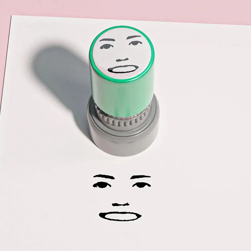 Color Random Quick-drying Inkable Fun Emotion Seal Toy Anime Characters Pressable Novelty Gag Face Seal Funny Kid's Toy