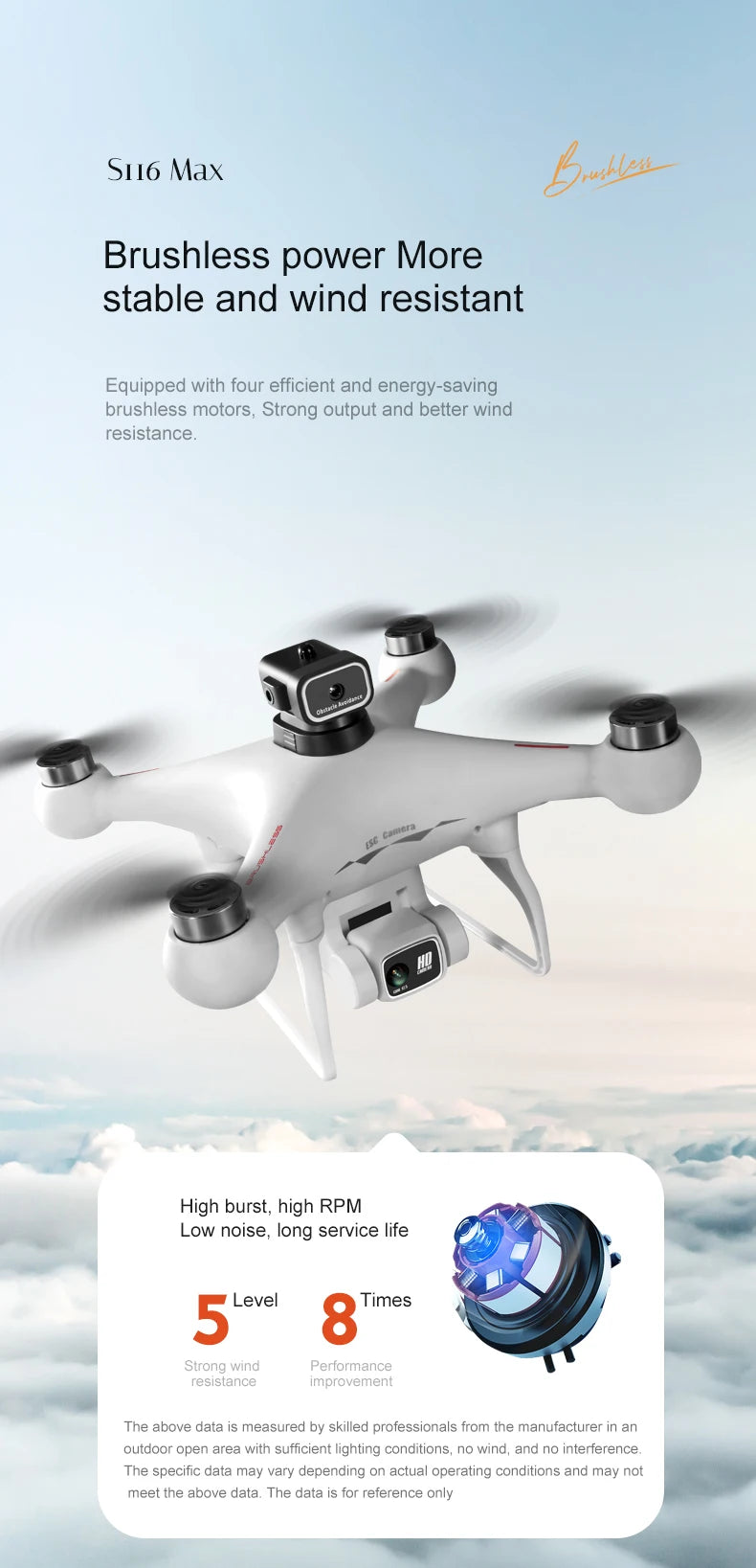2026 Newest S116 MAX Brushless RC Drone with Dual Camera, WiFi FPV, Optical Flow Positioning, 360 Obstacle Avoidance, One Key Takeoff Landing, Altitude Hold, Foldable, Carry Bag Included, Long Flight Time, Gift for Adults