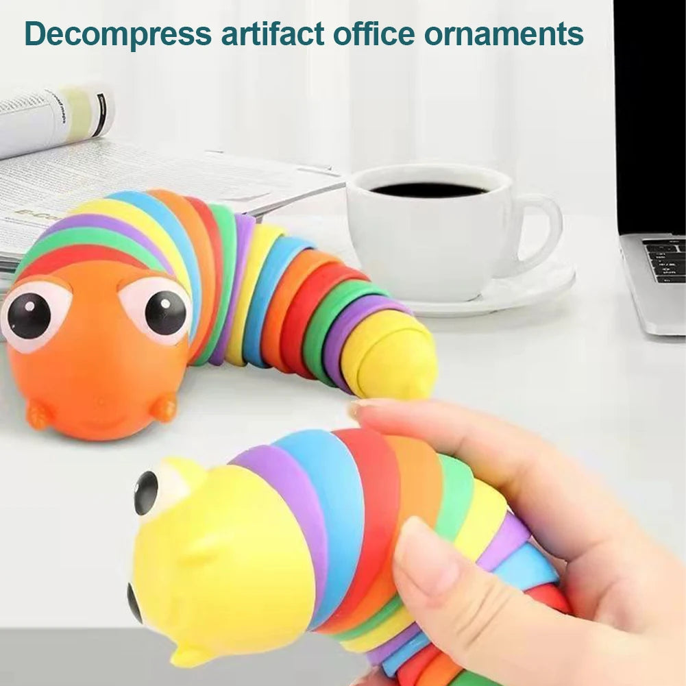 Novelty Flexible Fingertip Sensory Emulation Worm Toy Children Antistress Squirming Slug Gift Decompression Cute Rainbow Slug