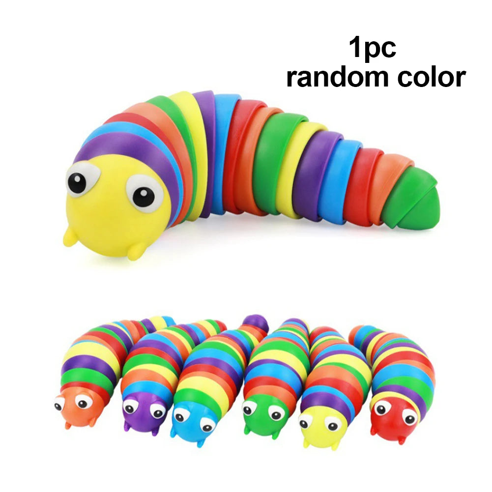 Novelty Flexible Fingertip Sensory Emulation Worm Toy Children Antistress Squirming Slug Gift Decompression Cute Rainbow Slug
