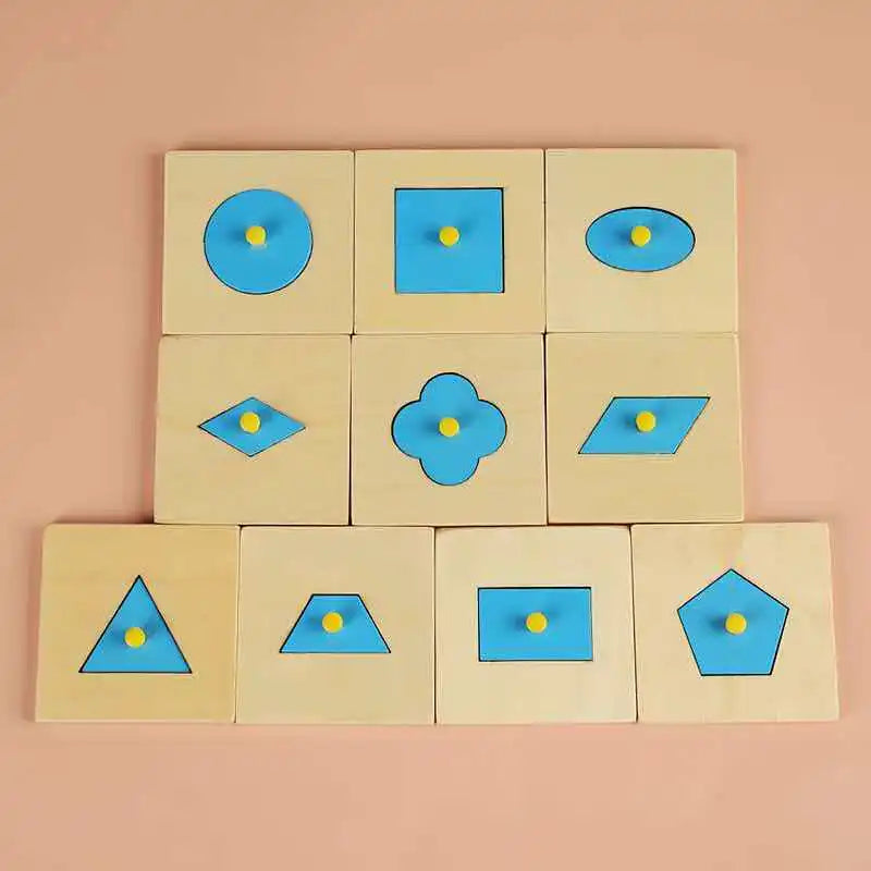 10PCS Set Wooden Geometric Peg Board Montessori Math Materials Educational Shape Matching Toys For Kids Boys Girls