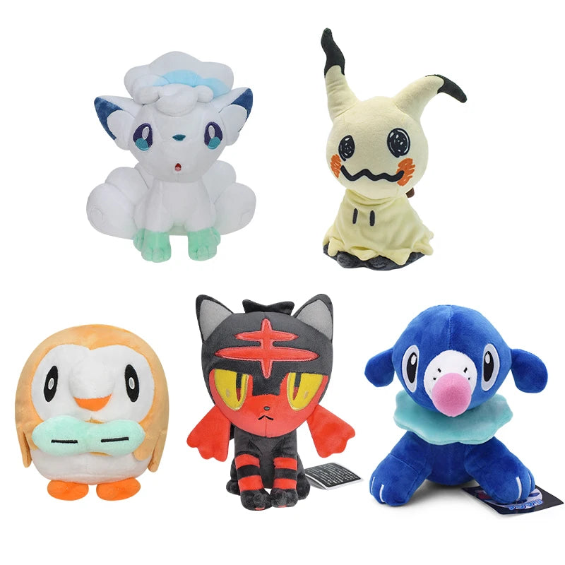 5 Styles Pokemon Alola Vulpix Mimikyu Litten Rowlet Popplio Plush Doll Stuffed Toy For Children Best Gift 16-20cm