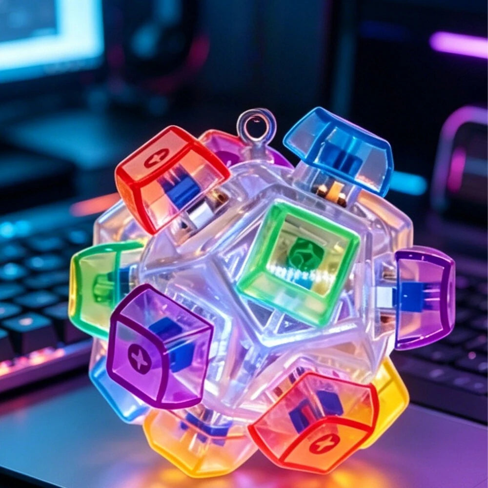 Luminous Keyboard Keychain, Pressable LED Button Fidget Toy,Office Desk Decor, Great Birthday Gift,Squeeze Relief Stress Anytime