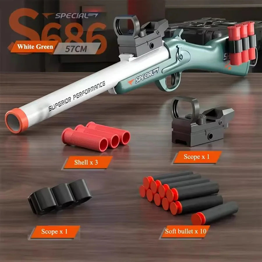 Mini S686 Rifle Shell Ejection Toy Gun Soft Bullet Manually Loaded Outdoor Sports CS Shooting Game for Children Boys Gift