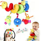 Colorful Label Bed for Infant 0-12 Months, Hanging Baby Comfort Toys Around the Bed, Safety Seat Comfort Toys with BB Squeaker