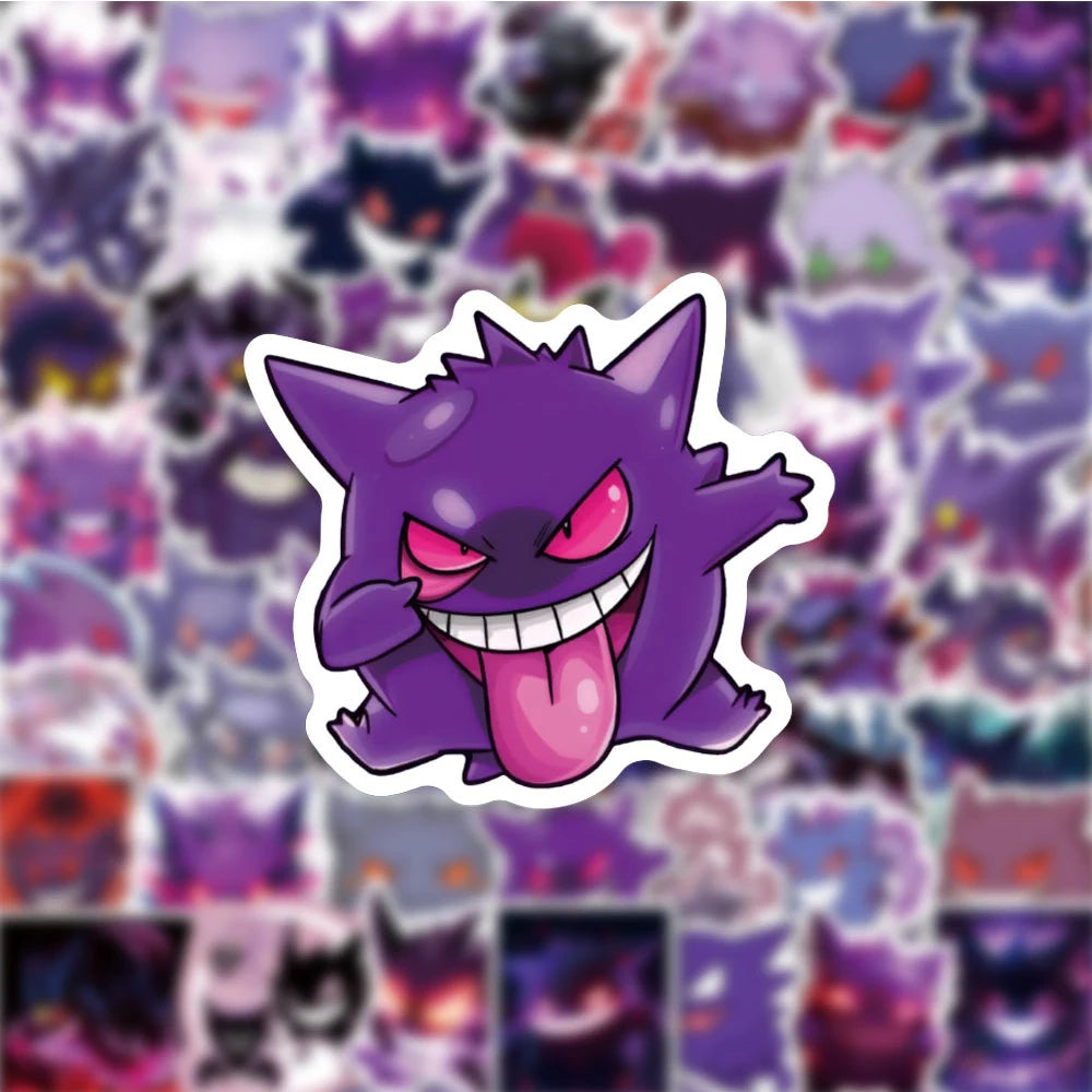 50PCS Pokemon Gengar Stickers DIY Skateboard Phone Laptop Motorcycle Waterproof PVC Kids Toy Decals