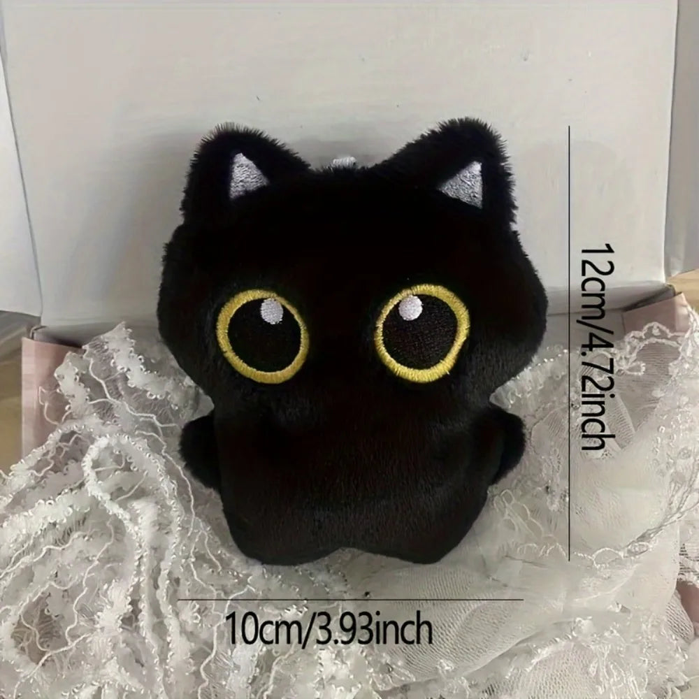 10cm Cute Black Cat Plush Toy Doll Small Pendant Cuddly Pillow Cushion Ins Black Cat Plush Toy Doll for Boy Girl Brithday Gifts