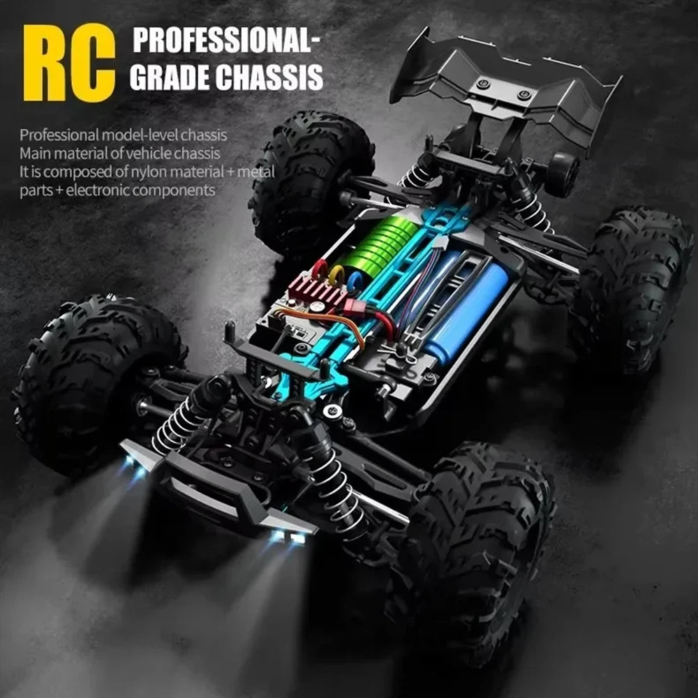 SCY 1:16 4WD RC Car 70KM/H Or 50KM/H With LED Light 2.4G Remote Control Cars High Speed Drift Monster 4x4 Truck for Children Gif