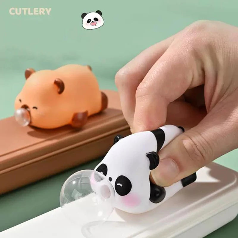 Funny Bubble Blow Squishy Toy Pop Out Squeeze Toys Cartoon Animal Panda Capybara Squishies Stress Relief Fidget Toy Party Gift