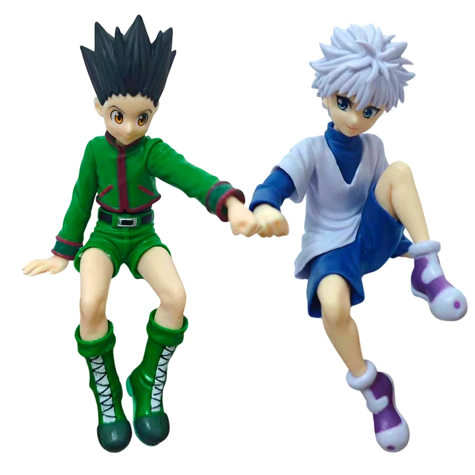 Hot Anime Full Time Hunter Character Sitting Posture Qiben Sitting Posture Xiaojie  Killua Desktop Ornament Trendy PVC Model Toy