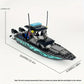 89pcs City Police Moc SWAT Black Camouflage Sea Speedboat Assault Boat Model, Small Puzzle Building Block Toy Accessories