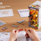 Robotime Sakura Wine Alley DIY Booknook with Lights DIY Miniature Dolls House Kit 3D Wooden Puzzle Bookend Bookshelf Decor Gift