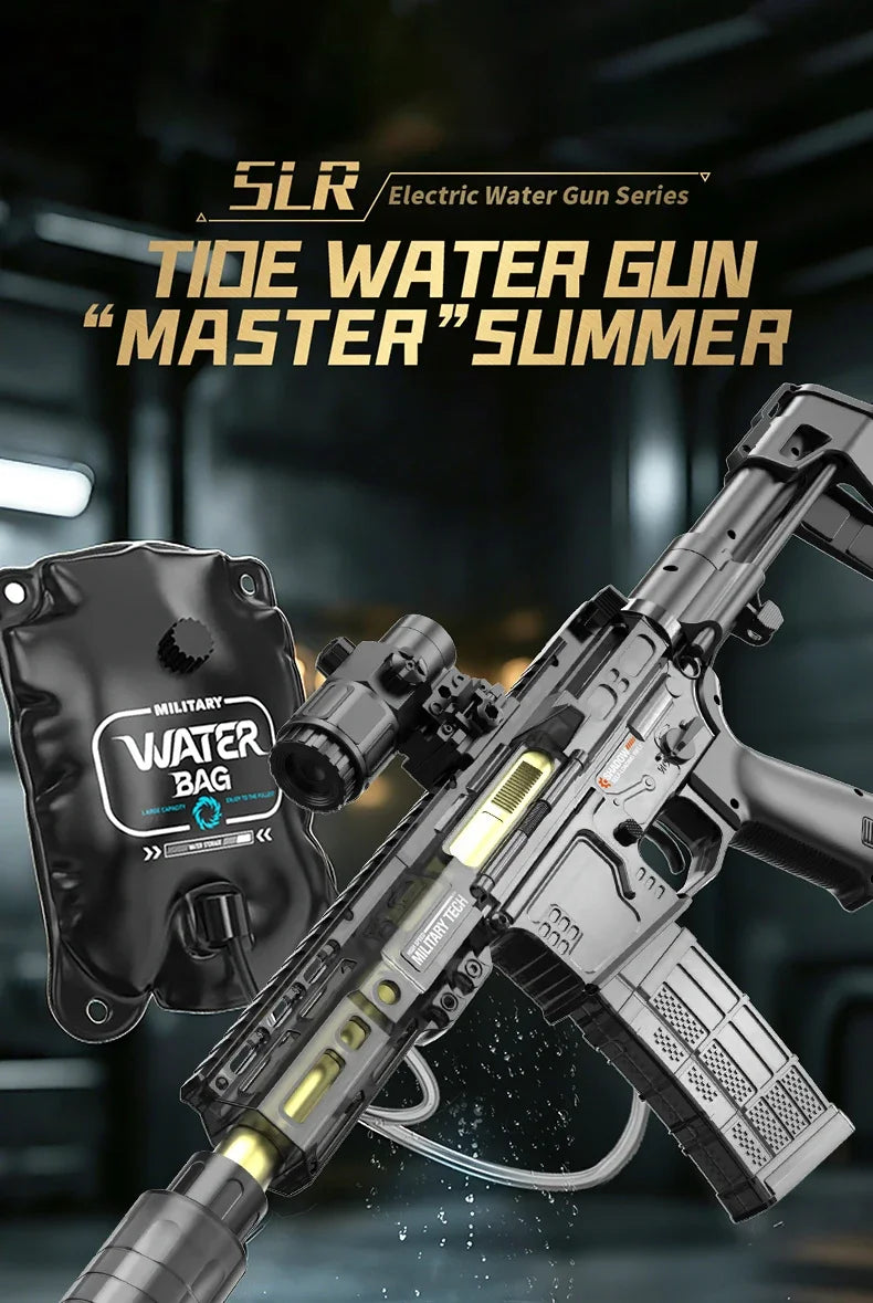 Outdoor SLR Electric Water Gun Toy 2000ml Bag Backpack High Pressure Long-range Rifle Model Water Pistol Summer Toy for Boy Gift