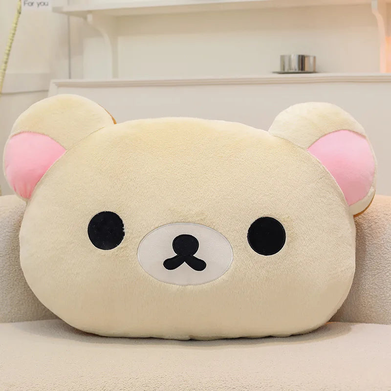 Cute Rilakkuma Big Head Plush Pillow Large Size Soft Stuffed Toy Cushion Bedroom Sofa Decor Unisex Birthday Gift For Adult