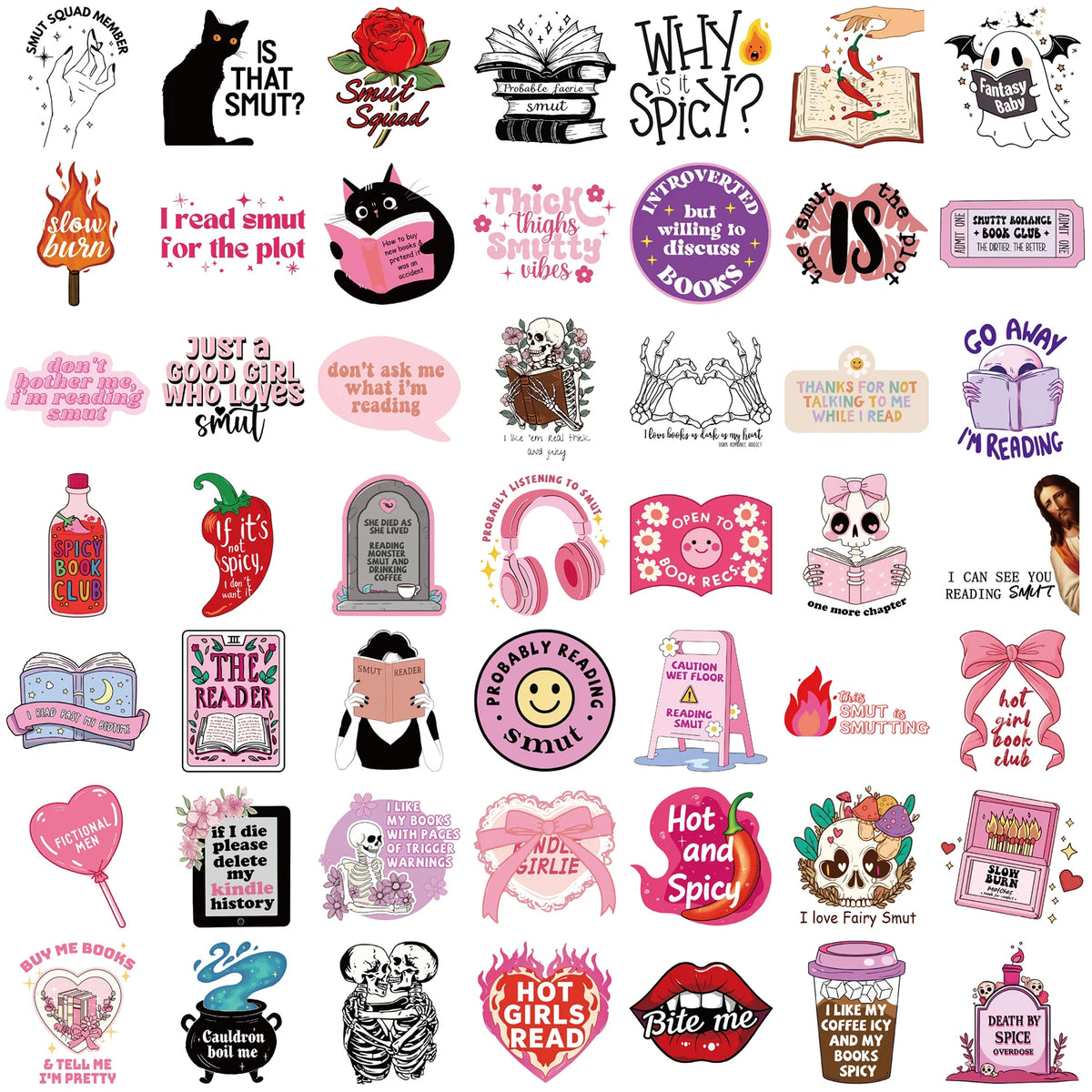 150pcs Bookish Smut Vinyl Stickers Reusable Graffiti Decals for Laptops Water Bottles Skateboards Perfect for Art Craft Lovers