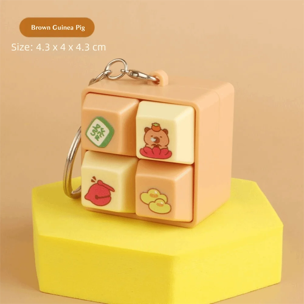 Fun Cartoon Squeeze Music New Unique Four-square Merit Key Button Keychain Couple Car Bag Key Chain & Pendant
