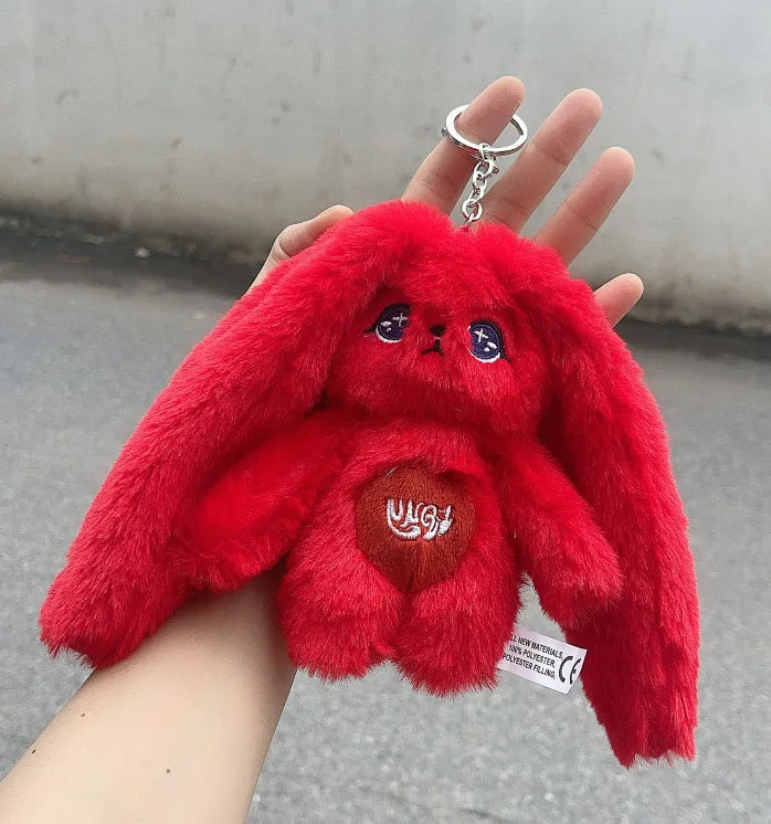 New Yuqi Cute 15cm Red Rabbit Plush Toy Keychain Cartoon Red Rabbit Backpack Pendant,Celebrity Fans Support Collection Gift