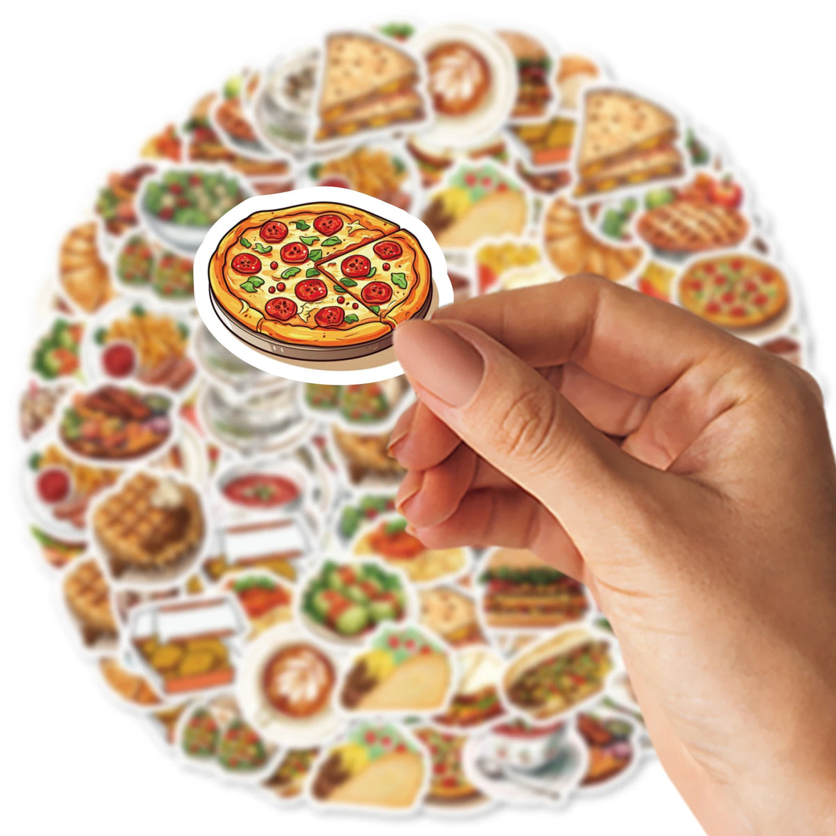 46pcs Burger, Pizza, Coffee American Food Theme Stickers Decorated Notebook Water Bottle Diary Classic Toy Scrapbook DIY Decal