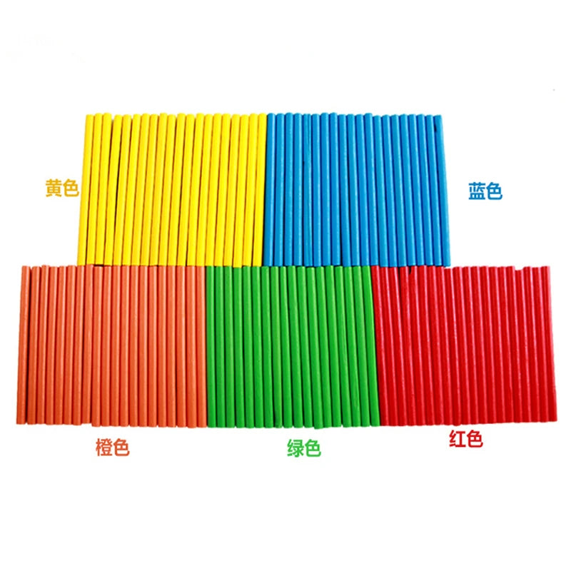 100pcs Colorful Bamboo Counting Sticks Mathematics Teaching Aids Counting Rod Math Learning Toy Gift
