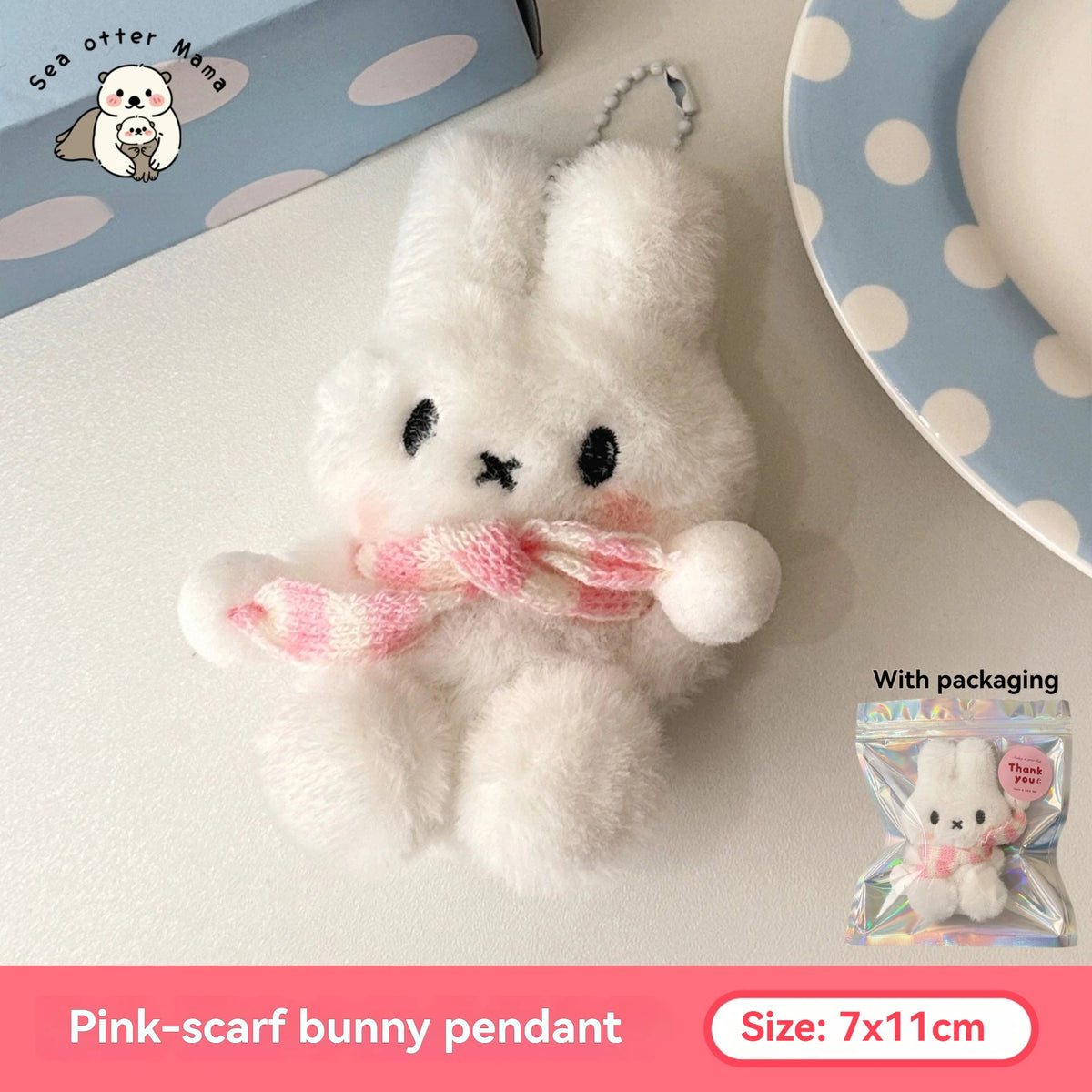 1/4 Pcs Cute Cartoon Scarf Miffy Rabbit Doll Pendant Plush Toy Miffy Toy Merchandise