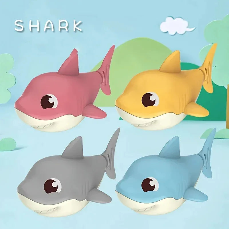 water play toy cartoon shark baby with wind up chain, outdoor beach toy, shower toy, bath toy，1pc