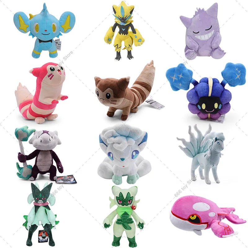 15 Styles Pokemon Plush Shinx Zeraora Furret Alolan Ninetales Cosmog Alolan Vulpix Shiny Kyogre Stuffed Toy Peluche Dolls Gifts