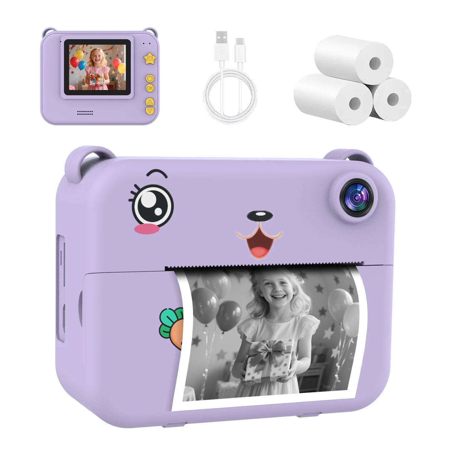 Children Digital Camera Photography Instant Camera 1080P HD Dual Lens Kids Video Recorder Toys for Girls Boys Best Birthday Gif