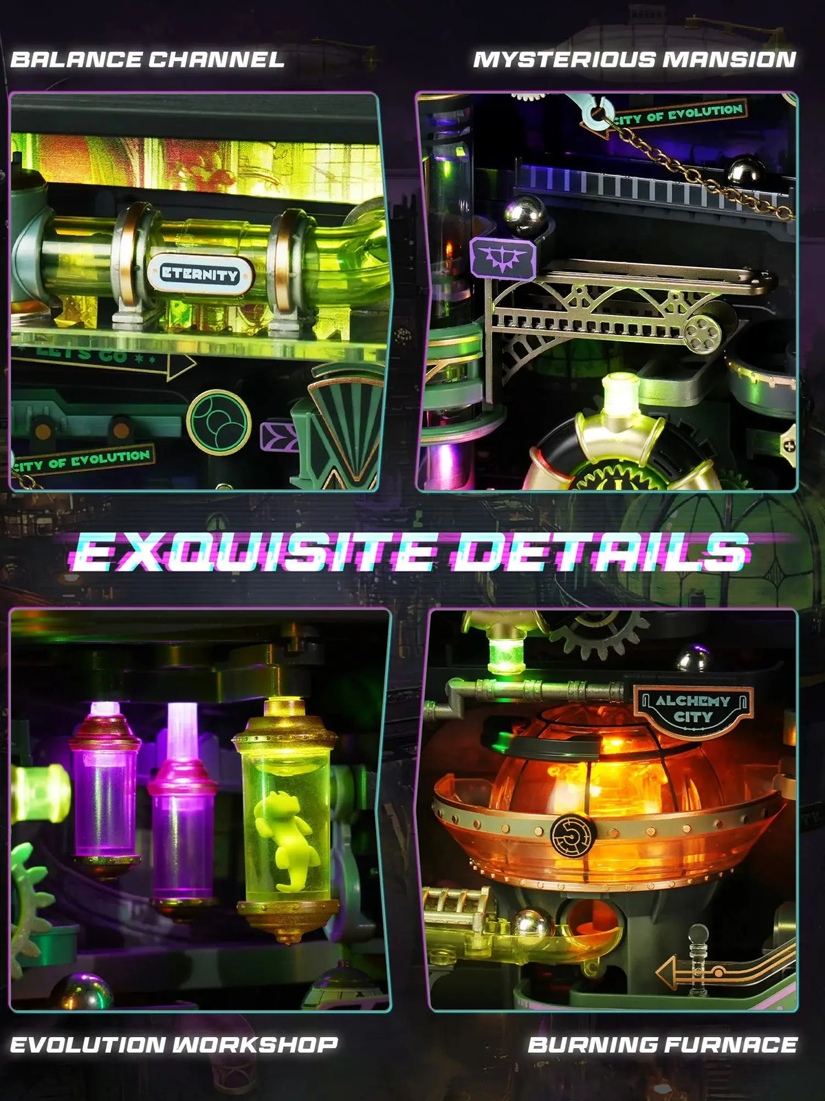 ROKR Pinball Track Model Assembly Set - Alchemy City, 3D Adult Puzzle, DIY Miniature Model Set, Ideal Gift for Adults, MR04S