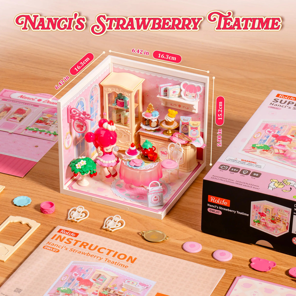 Rolife DIY Dollhouse 3D Puzzle Model Building Kit Nanci Strawberry Teatime Super Creator DIY Craft Kit with LED Light for Home Decor Holiday Gift for Adults Teens