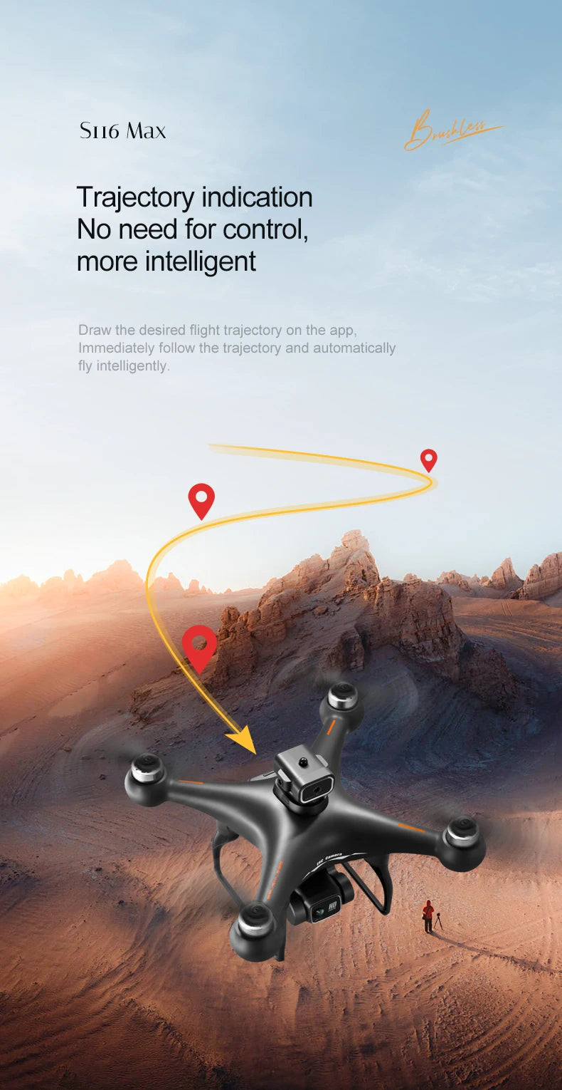 2026 Newest S116 MAX Brushless RC Drone with Dual Camera, WiFi FPV, Optical Flow Positioning, 360 Obstacle Avoidance, One Key Takeoff Landing, Altitude Hold, Foldable, Carry Bag Included, Long Flight Time, Gift for Adults