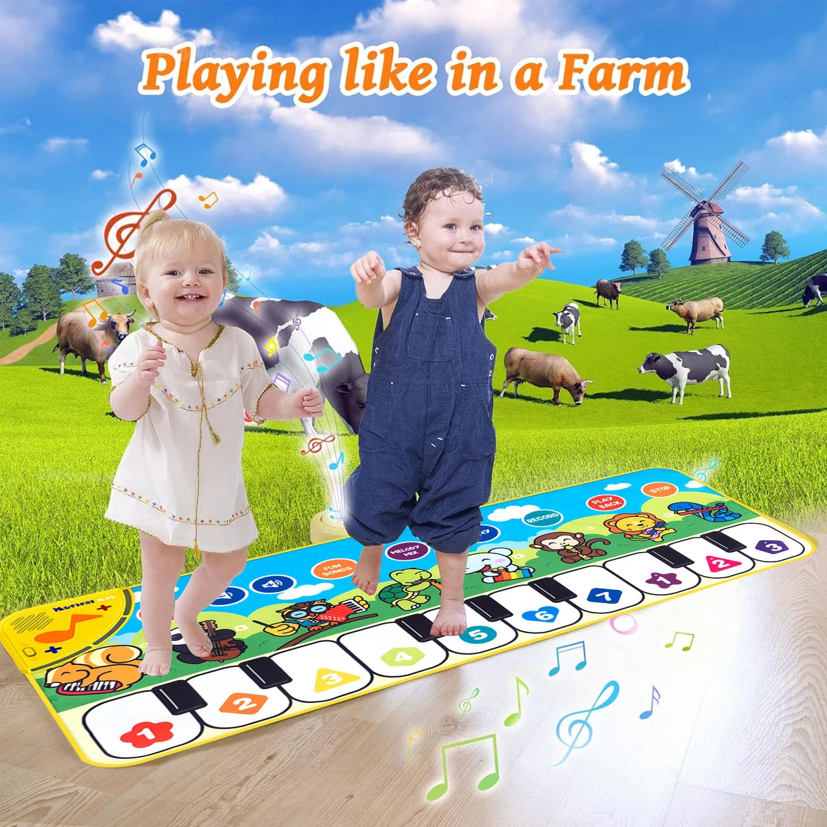 Piano Dance Mat for Kids 80*30cm Music Play Mat with Demo Songs Toddlers Floor Keyboard Musical Carpet Girl Boy Birthday Gifts