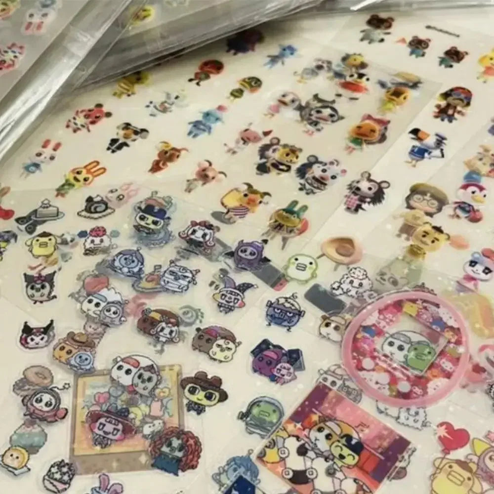 8pcs Japanese anime Tamagotchi Style pixel graph Cut film sticker desktop phone shell decoration Hand account diy accessory toy