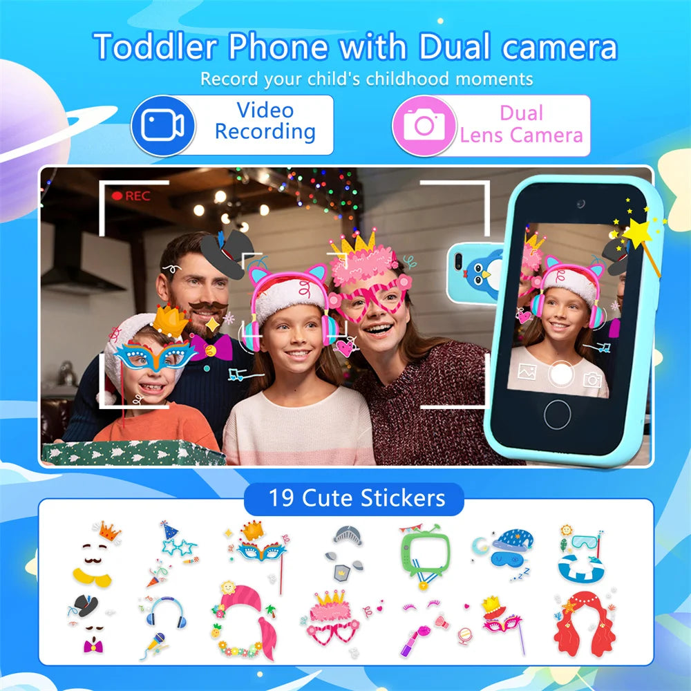 Kids Smart Phone Camera Toy Phone 40+ Games Touch Screen Learning Toy For 3-12 Year Old Boys Girls MP3 Player Birthday Gifts