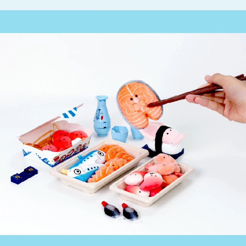 10cm New Creative Seafood Platter Plush Toys Funny Mini Salmon Sardine Octopus Stuffed Plushies Cute Bag Charms Restaurant Decor
