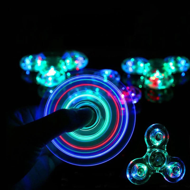 LED Colorful Light Fidget Spinner Transparent Luminous Hand Spinner Fingertip Gyroscope Finger Stress Relief Toys Gifts