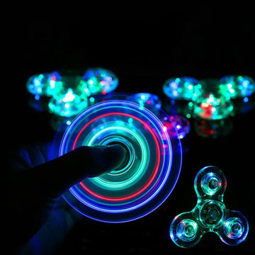 LED Colorful Light Fidget Spinner Transparent Luminous Hand Spinner Fingertip Gyroscope Finger Stress Relief Toys Gifts
