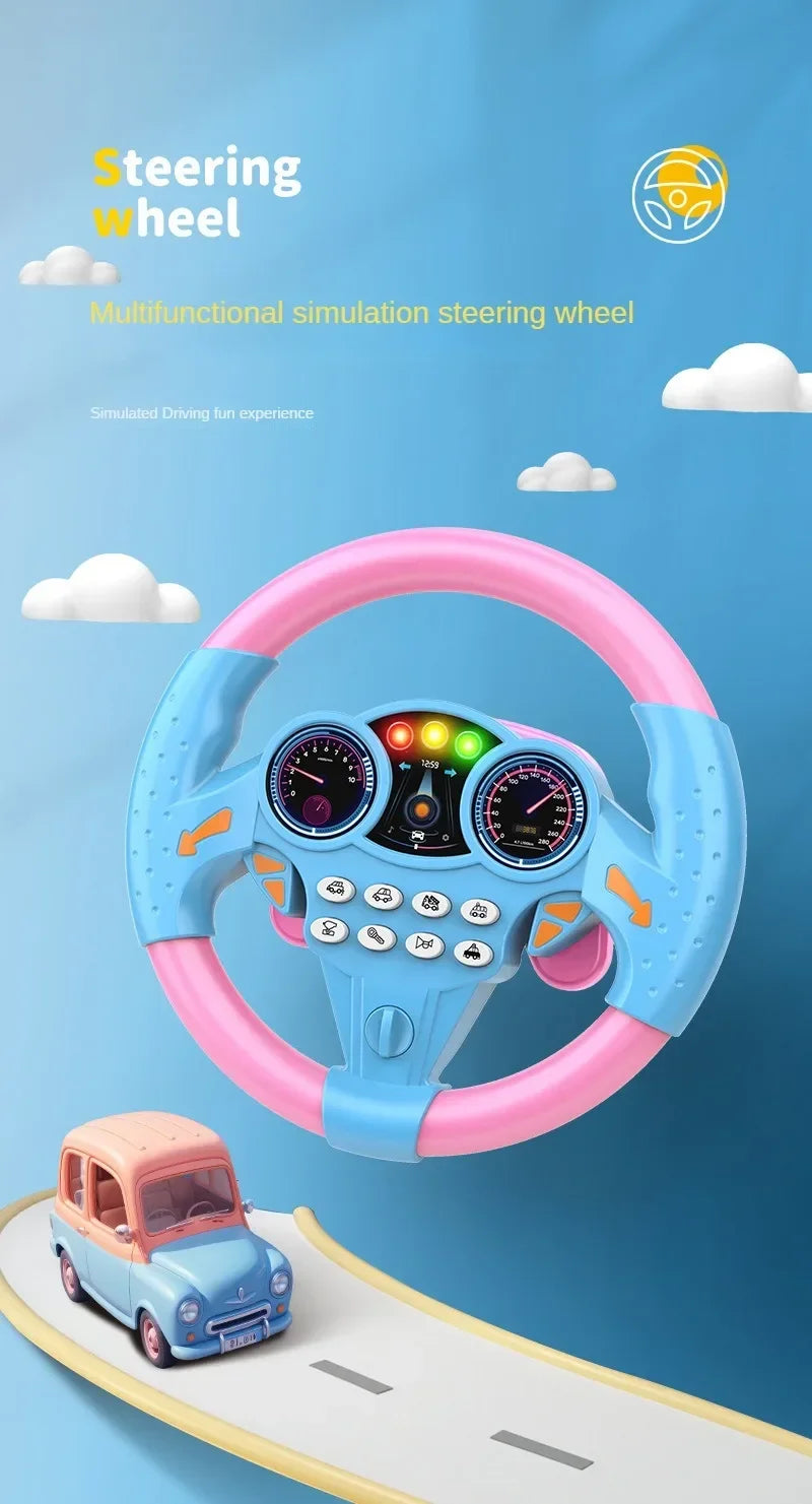 Kids Steering Wheel Toy - Backseat Pretend Play with Lights & Music - Fun Preschool Driving Simulator Gift for Toddlers