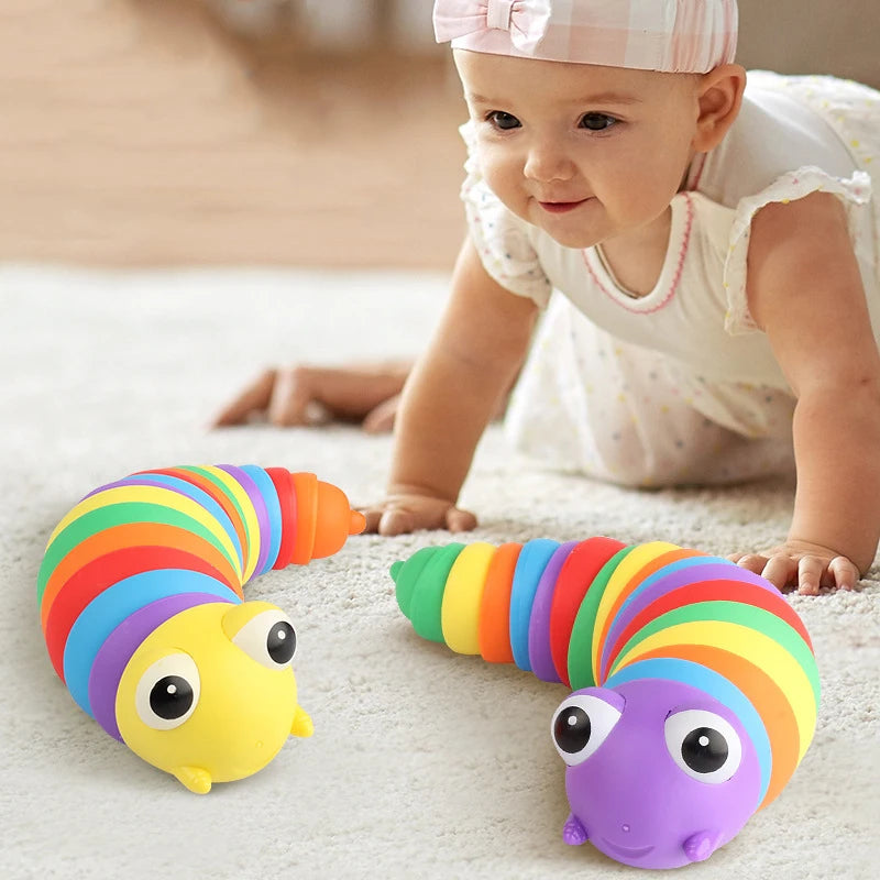 Novelty Flexible Fingertip Sensory Emulation Worm Toy Children Antistress Squirming Slug Gift Decompression Cute Rainbow Slug