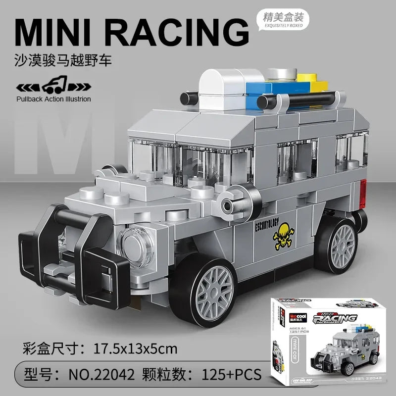 Racing Car Bus Engineering Vehicle Ambulance Pull Back Model Building Blocks Brick Toys Children Boys Birthday Gift Brick