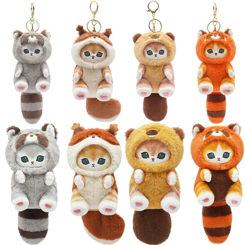 Kawaii Keychain Pendant Cartoon Mofusand Shark Cat Cross-Dressing Doll Backpack Decor Toys