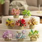 DIY MOC Potted Rose Sunflower Plants Succulents Bonsai Tree Gardens Romantic Building Blocks Model Bricks Kid Sets Kits Toy Girl
