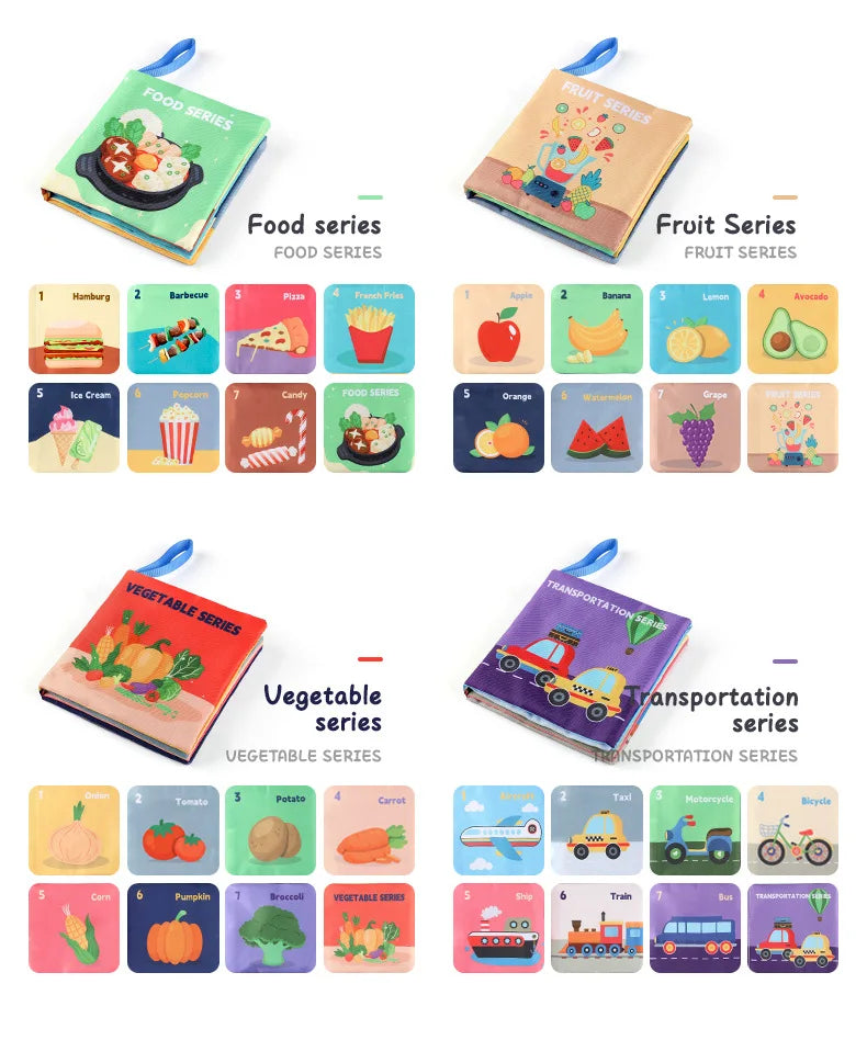 Soft Baby Books Toys Montessori 3D Touch Feel High Contrast Cloth Book Sensory Early Learning Games for Kids Educational Toys