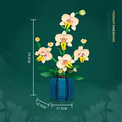 Orchid Building Blocks Flowers Bouquet Bonsai Plant Model Ornament Exquisite DIY Home Decorations Valentines Adult Child's Gifts