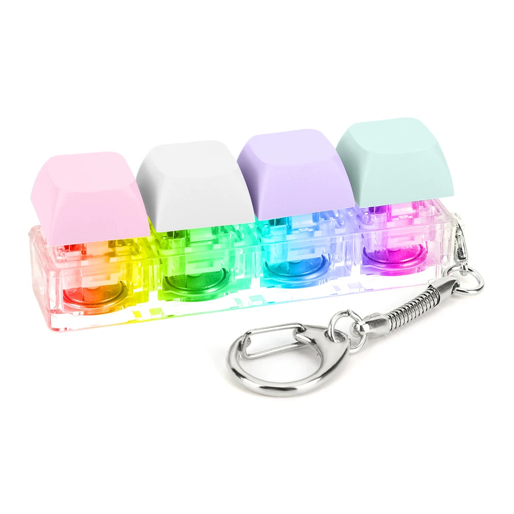 Keyboard Fidget Keychain 4 Keys Finger Keyboard Decompression Toys Press Button Keycap Fidget Stress Relief Keyboard Clicker Toy