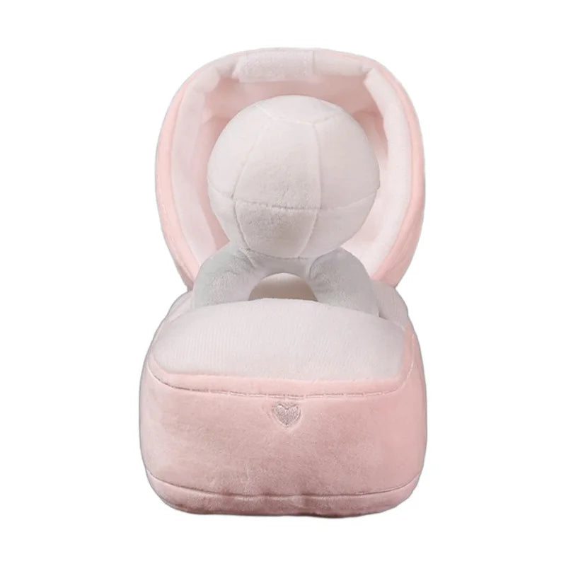 Diamond Ring and Box Case Plush Toy Creative Stuffed Pet Chew Toy for Dog Engagement Wedding Oversized Ring Funny Gifts Red Pink